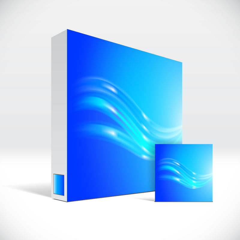 抽象矢量蓝色波纹元素的药盒包装设计