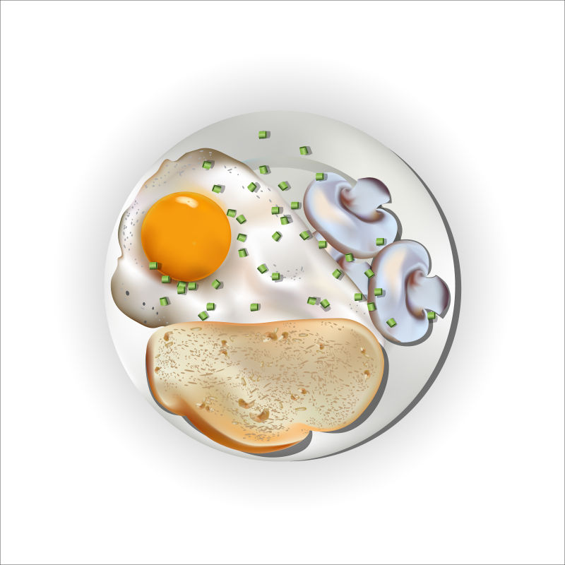创意矢量现代煎蛋早餐设计元素插图