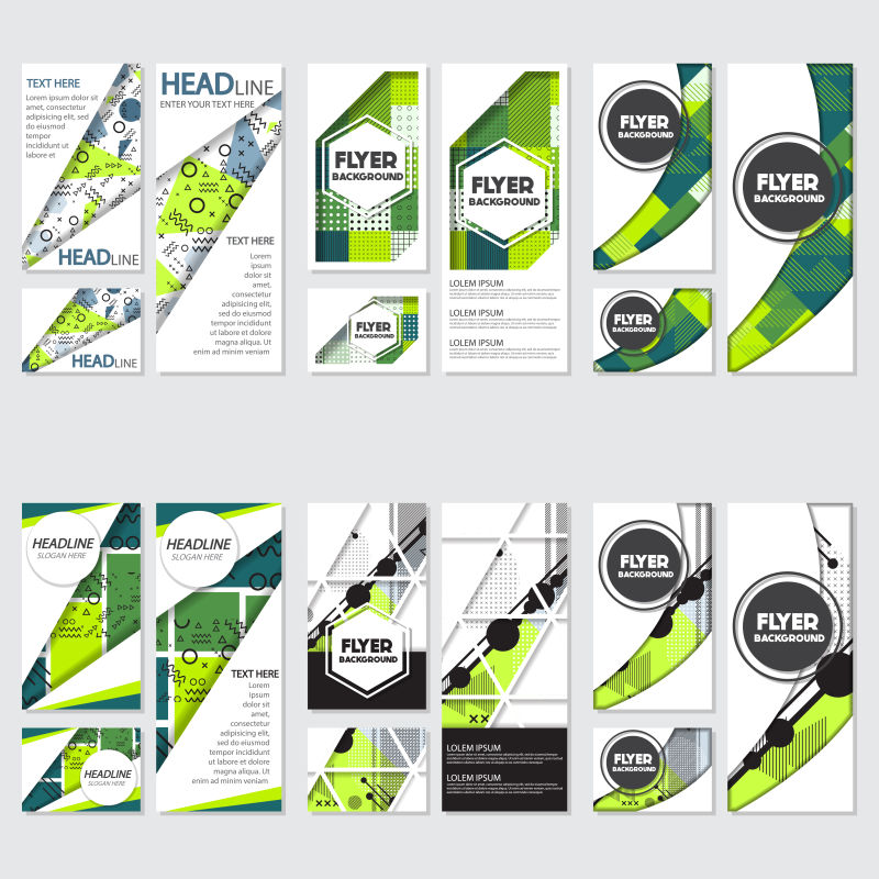 创意矢量绿色几何风格的宣传册设计