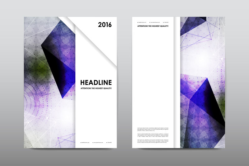 创意矢量现代紫色几何风格的宣传单设计
