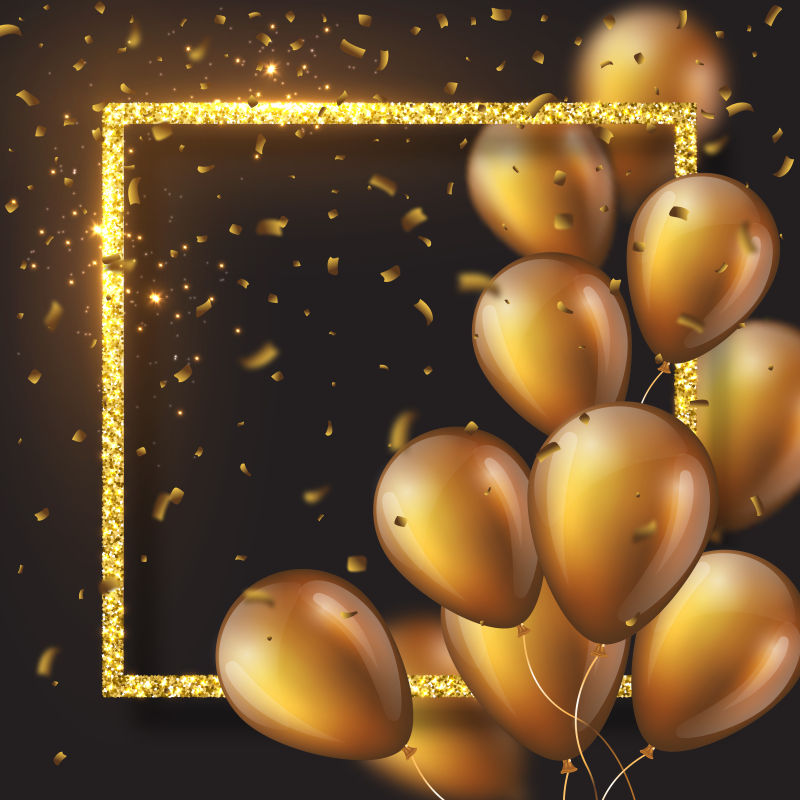 创意矢量现代金色气球元素背景设计