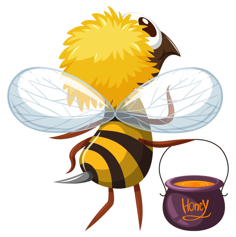 抽象矢量辛劳采蜜的蜜蜂插图设计