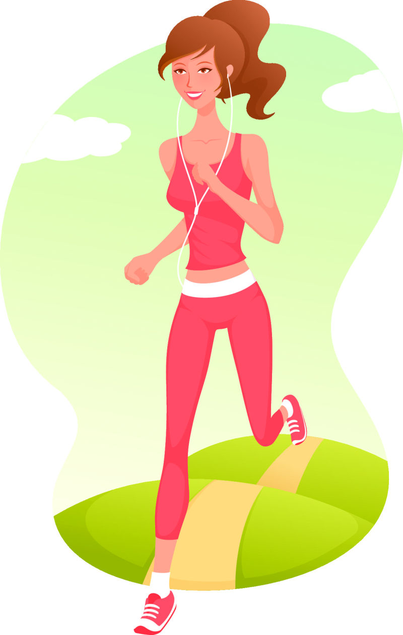 创意矢量现代跑步健身的女孩插图设计