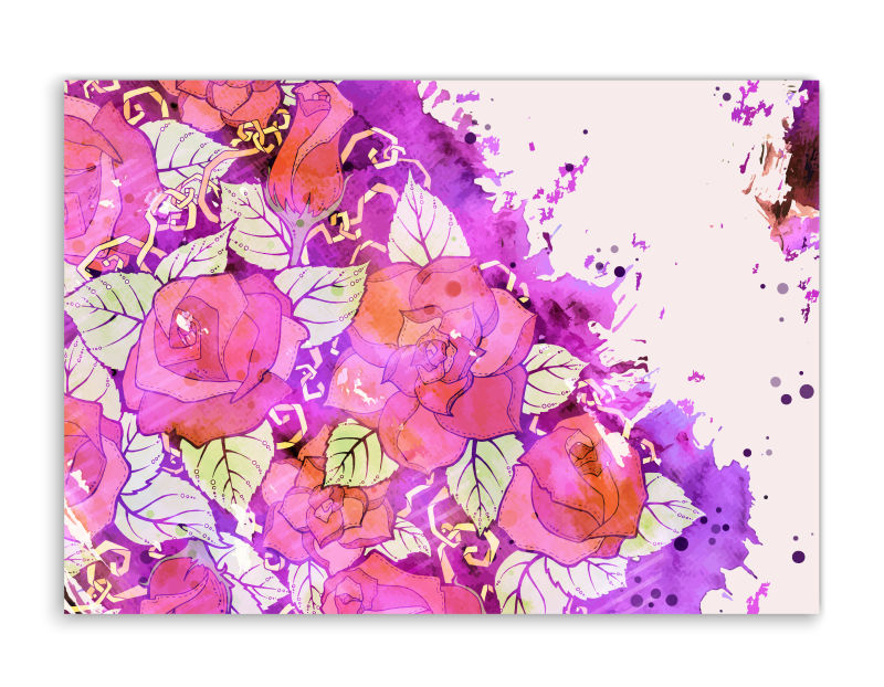 抽象矢量现代水彩风格的花朵装饰卡片设计