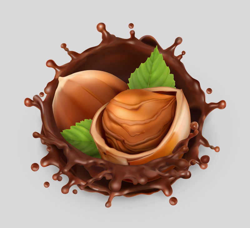 抽象矢量新鲜榛子巧克力插图设计