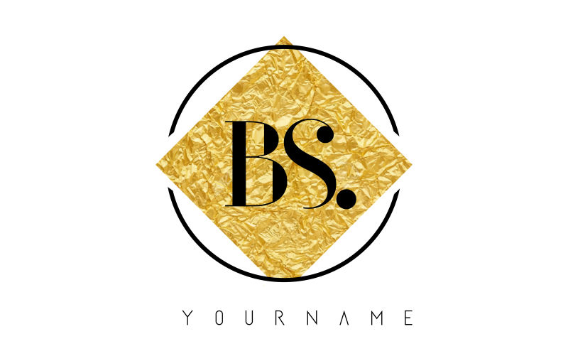 矢量金箔纹理的字母bs标志设计