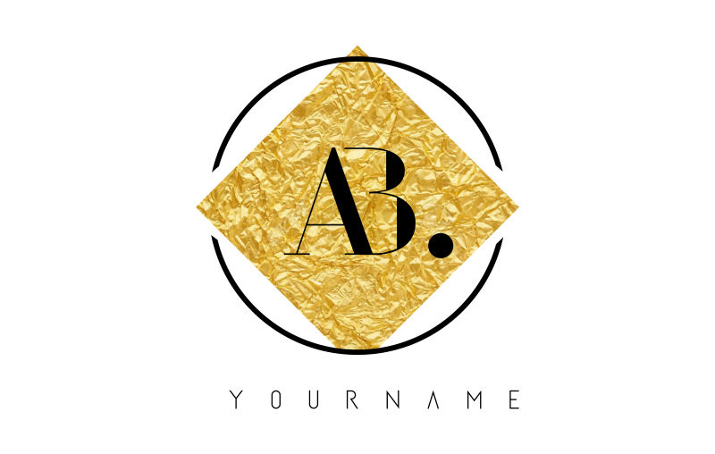 矢量金箔纹理的字母ab标志设计