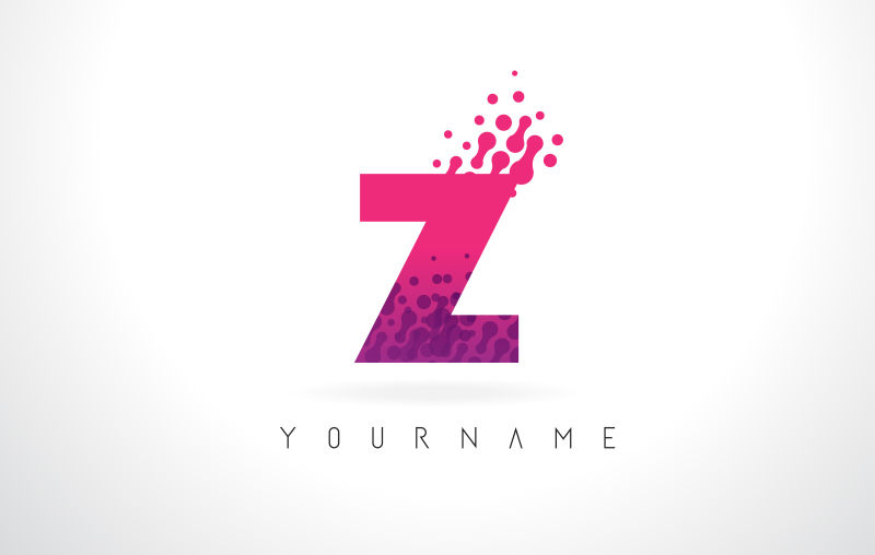 抽象矢量圆点元素的粉紫色字母Z标志设计