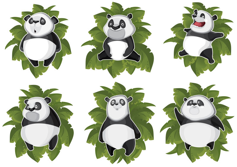 抽象矢量现代卡通熊猫平面插图设计