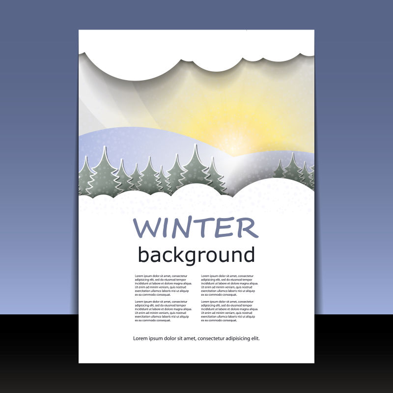 抽象矢量现代冬日风景元素的宣传单设计