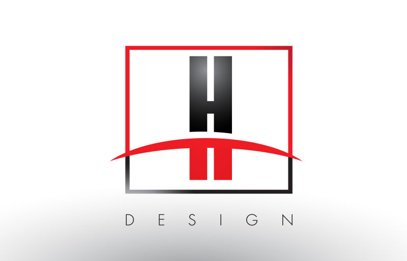 抽象矢量红黑双色字母H标志设计