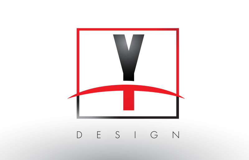 抽象矢量红黑双色字母Y标志设计