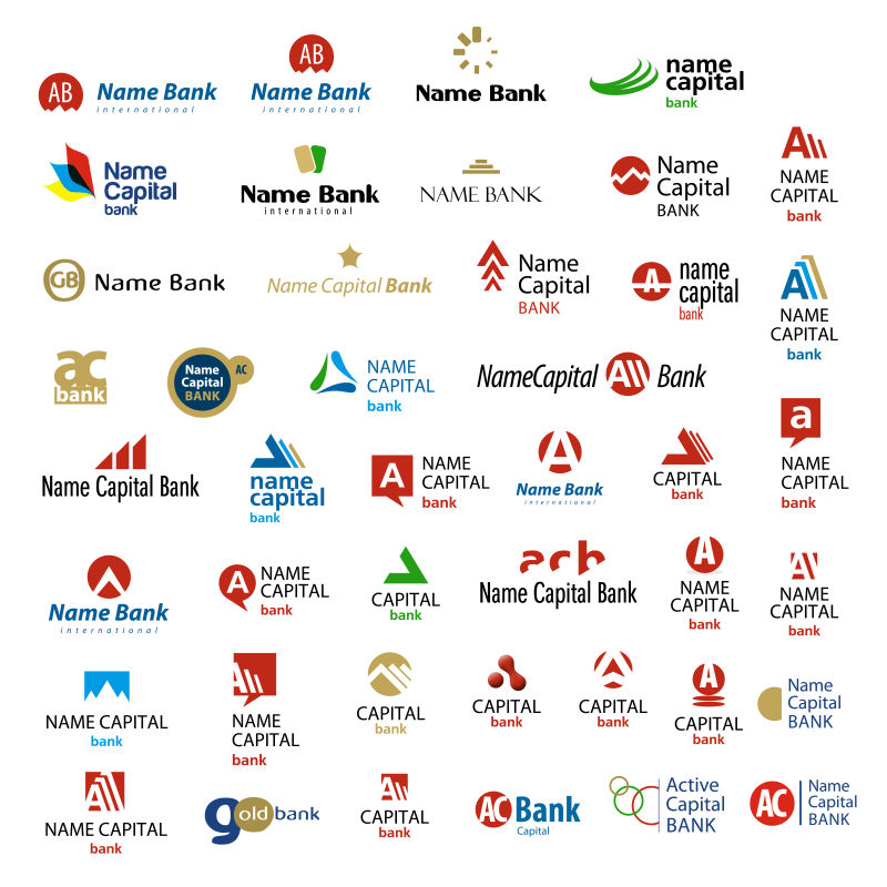 创意矢量现代银行主题创意标志设计