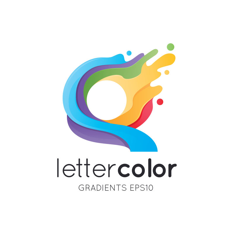 抽象矢量彩色颜料风格的字母q标志设计
