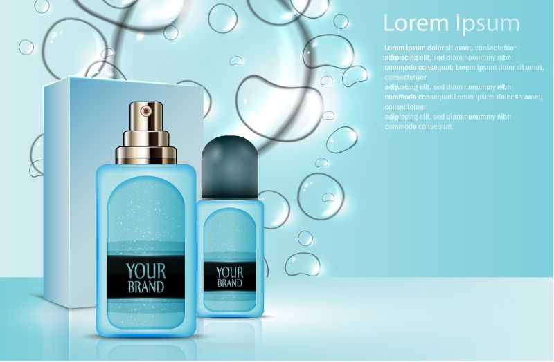 创意矢量现代蓝色香水宣传海报设计