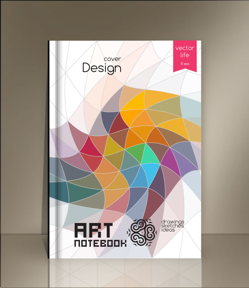 矢量创意彩色几何风格的书刊封面设计