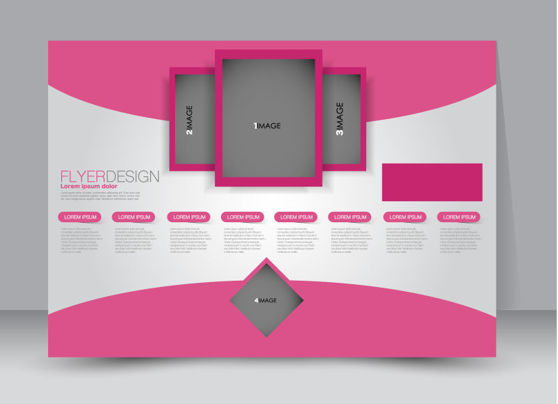 创意矢量现代粉色主题宣传单平面设计