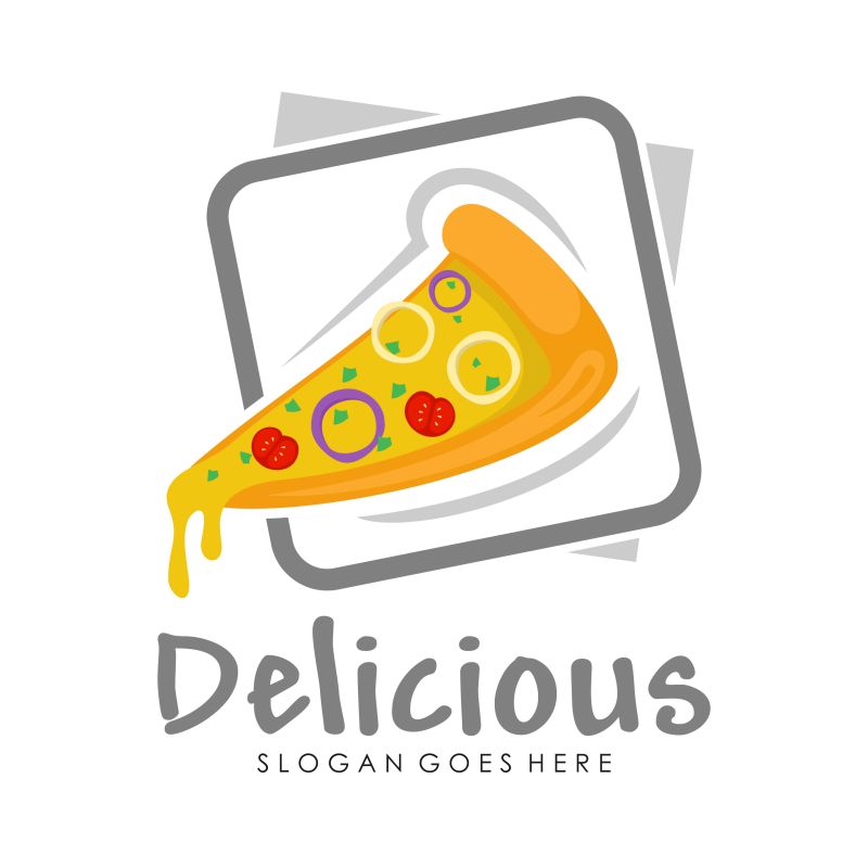 抽象矢量美味披萨标志设计
