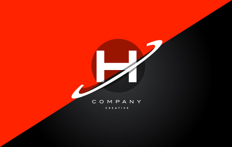 抽象矢量红黑色现代字母H标志设计