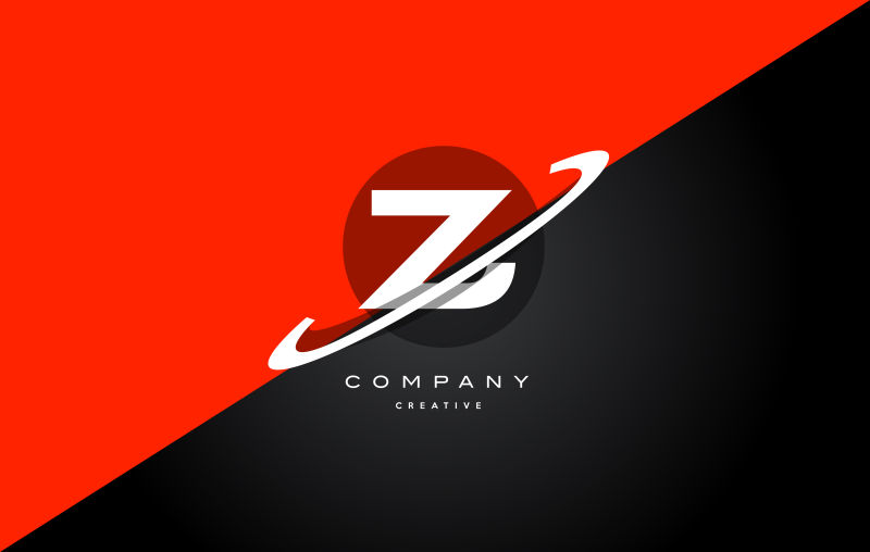 抽象矢量红黑色现代字母Z标志设计