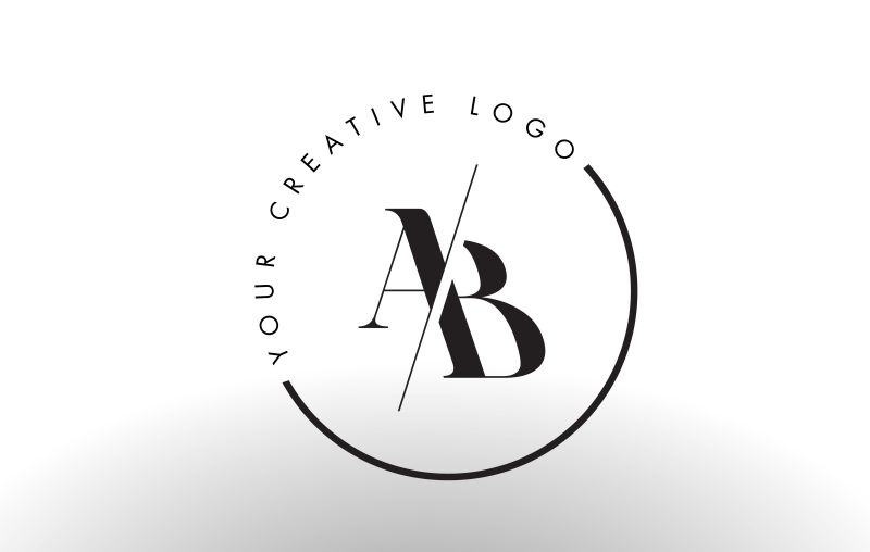 矢量切割风格的字母ab标志设计