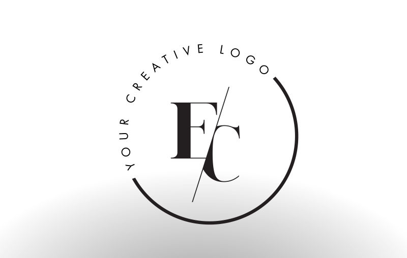 矢量切割风格的字母ec标志设计