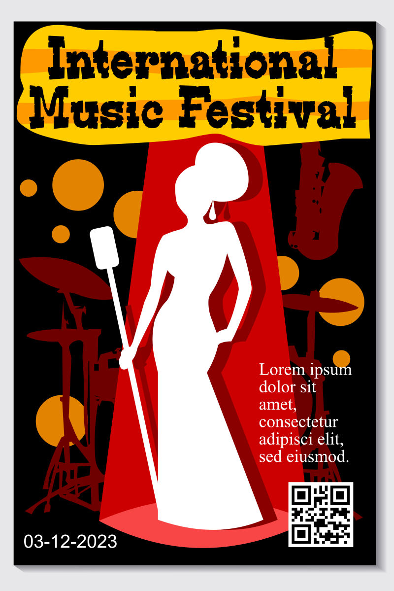 抽象矢量音乐节主题平面海报设计