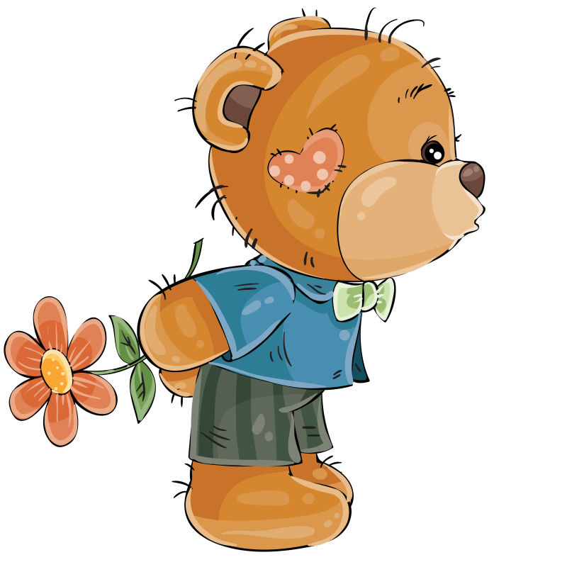 抽象矢量准备亲吻的泰迪熊插图设计