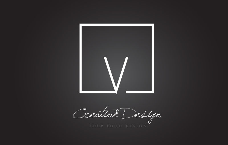 创意矢量方框元素的字母v标志设计