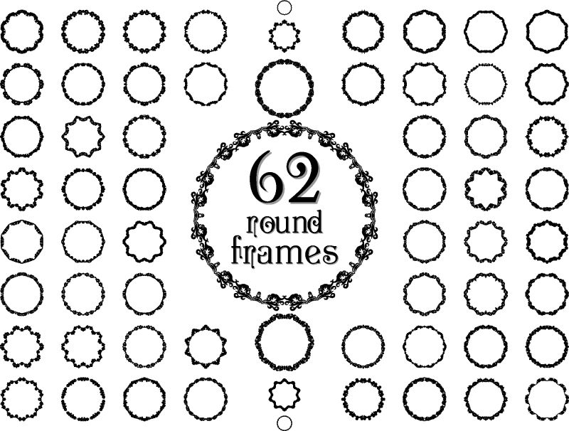 黑色圆形复古框架-设计元素-大套-矢量字母组合