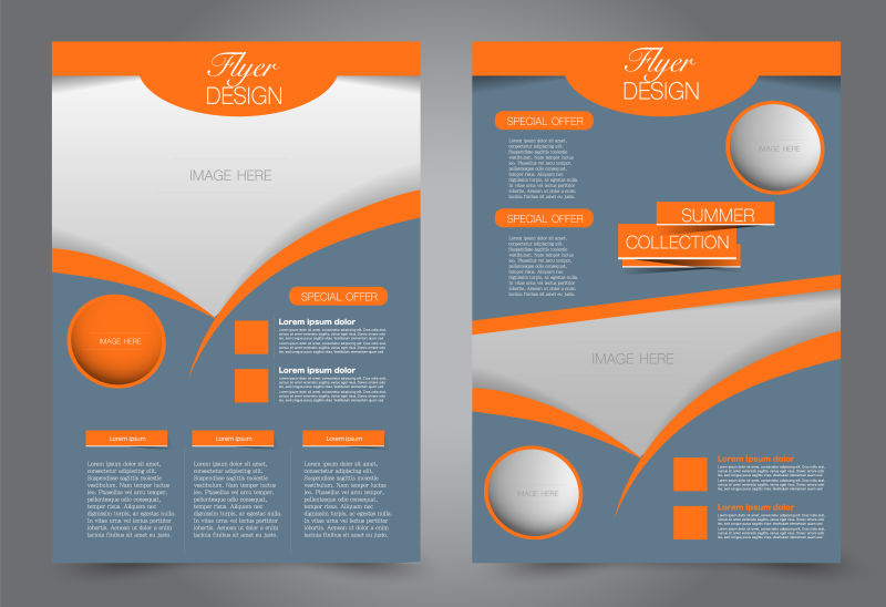 抽象传单模板商业手册设计橙色和灰色矢量图