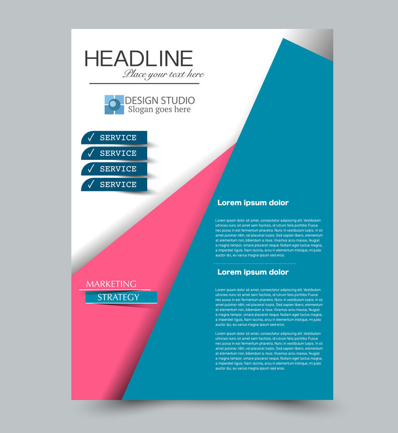 蓝色和粉色矢量传单模板抽象小册子设计年度报告包括背景商业教育广告可编辑插图
