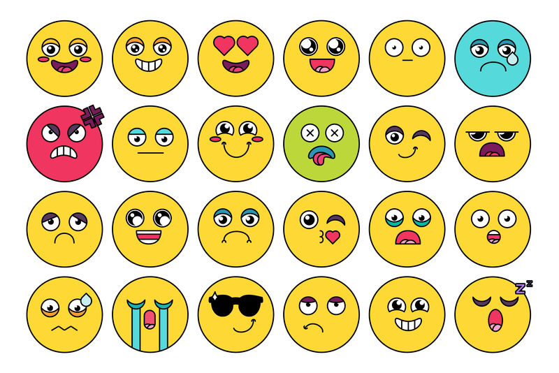 漫画可爱的emoji贴纸包