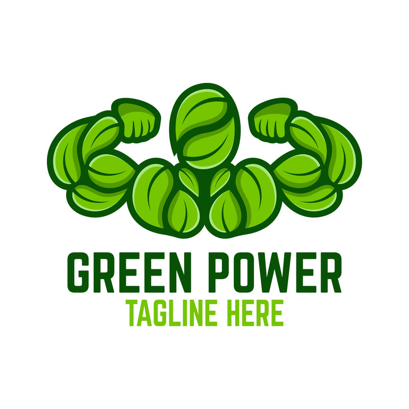 现代绿色力量与运动员标志