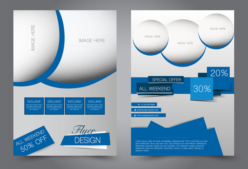 抽象传单模板商业手册设计蓝色矢量图