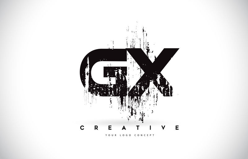 GX G X Grunge Brush Letter标志黑色设计矢量IL