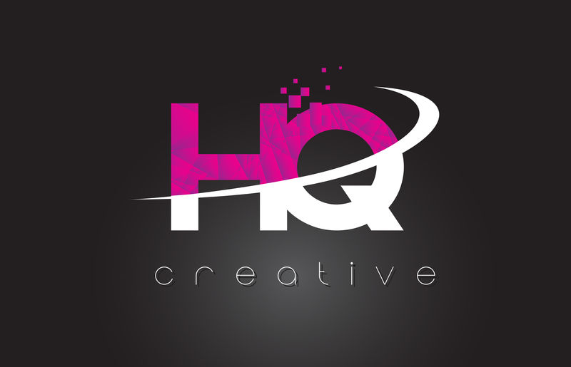 HQ H Q创意字母设计白粉色