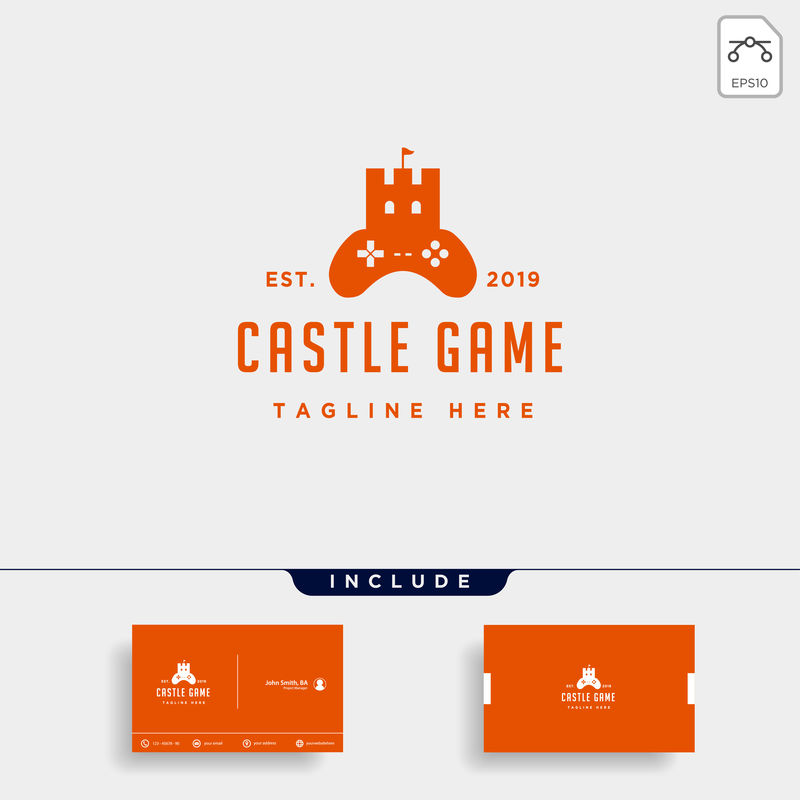 城堡游戏标志设计模板概念控制器