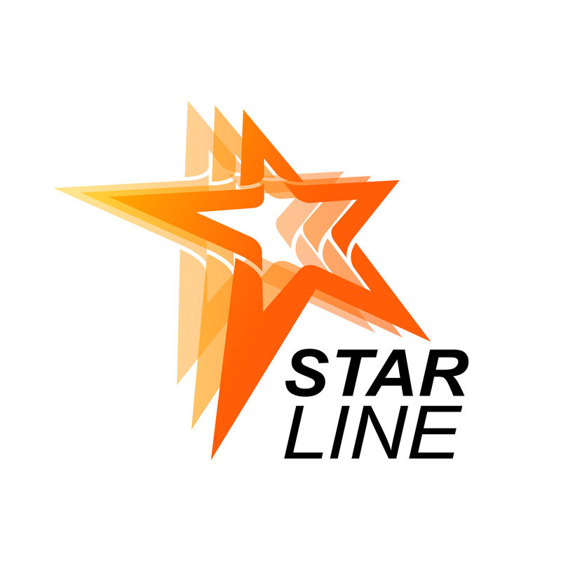 橙色星型概念的星型线标志模板矢量插画