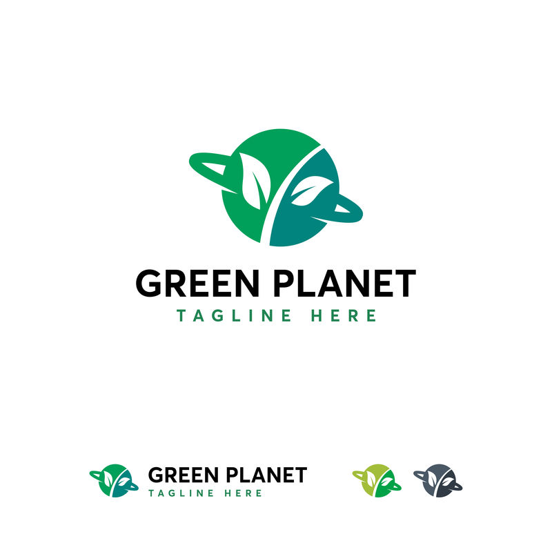 绿色星球标志设计模板-农业标志符号
