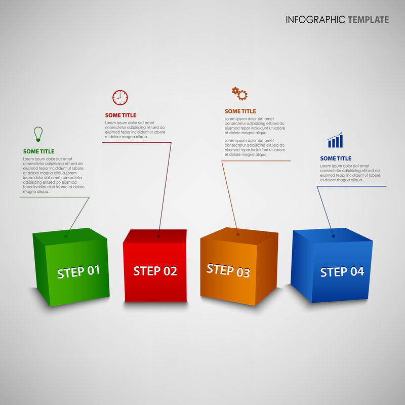 带彩色三维立方体模板的信息图形