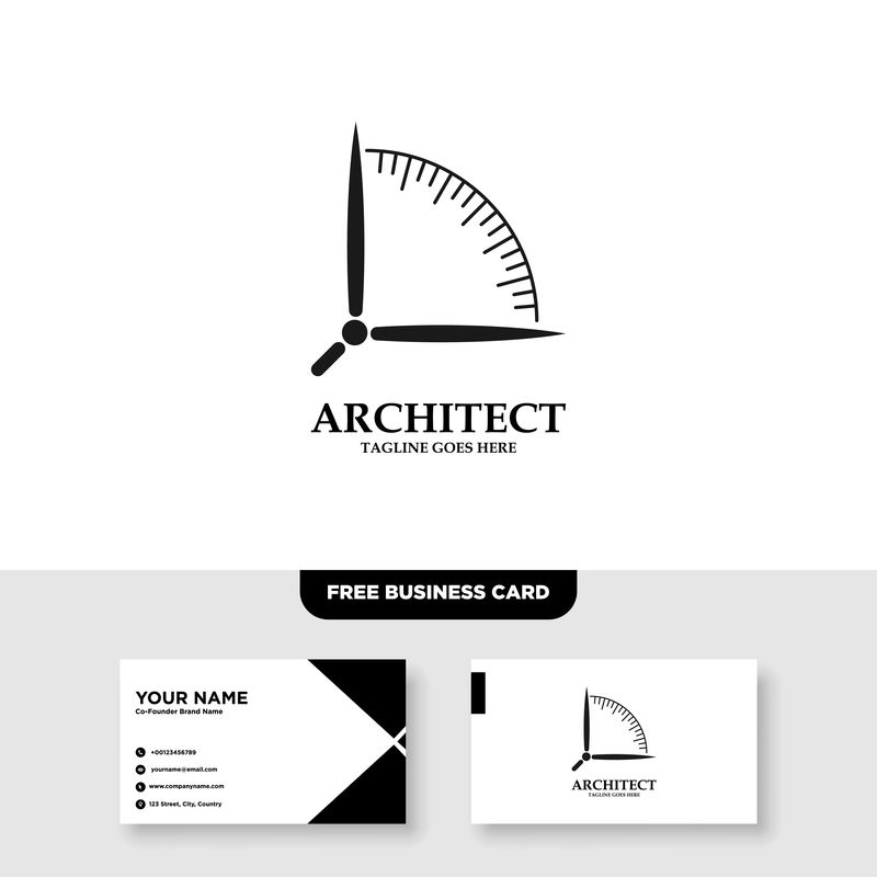 建筑公司建筑建筑师矢量标识模板-矢量免费名片