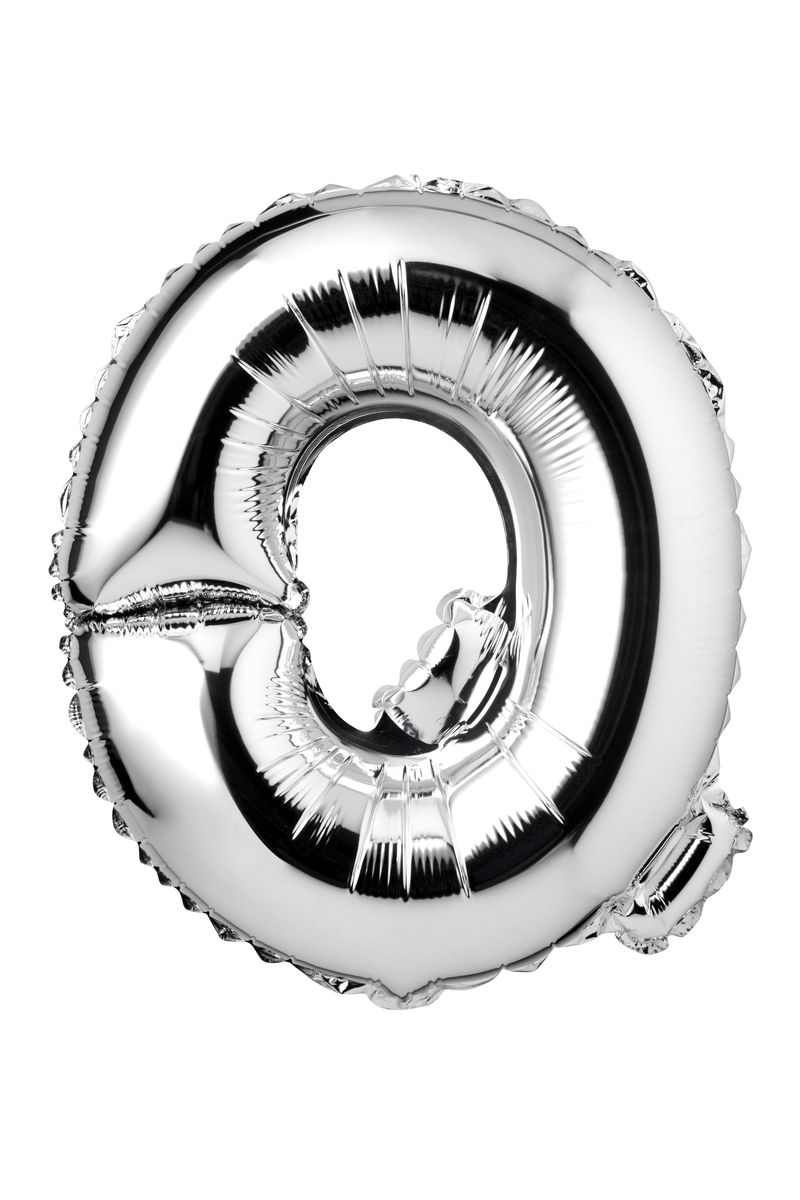 白底银气球的字母Q