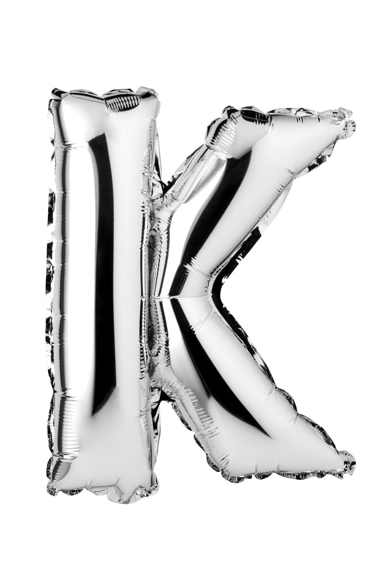 白底银气球的字母K