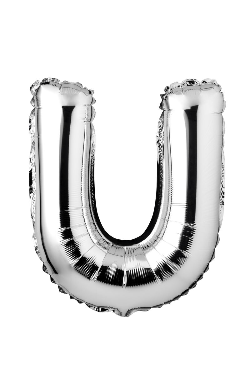 白底银气球的字母U