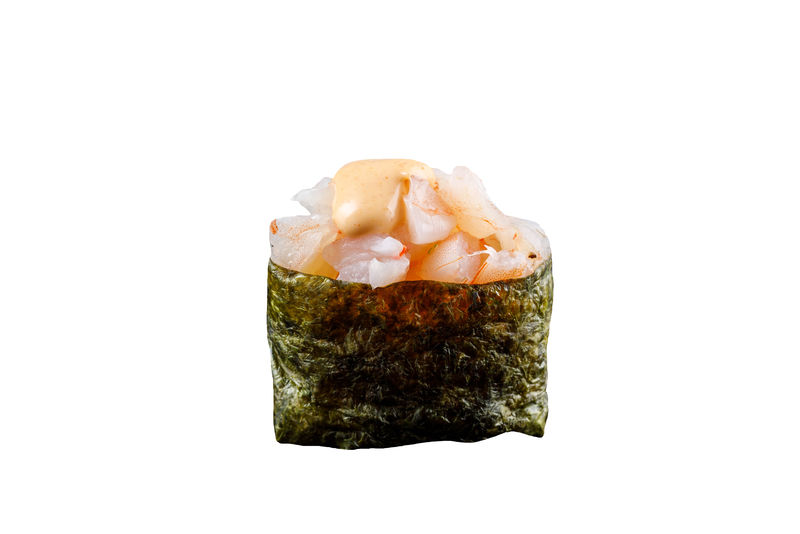 经典寿司卷白底寿司白色背景的日本寿司海鲜寿司