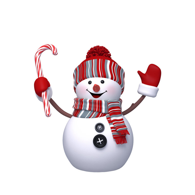 白色背景下的3D雪人圣诞人物设计