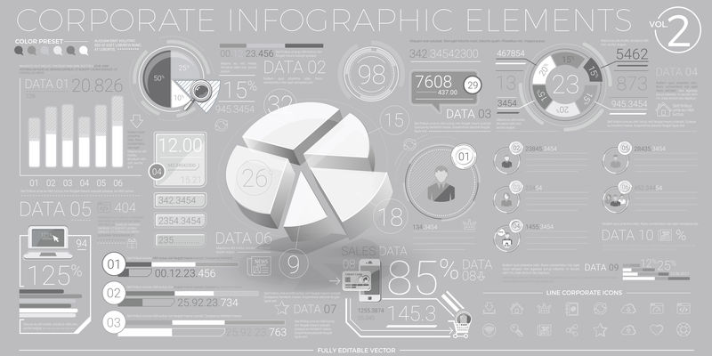 灰色和白色的公司信息图表元素