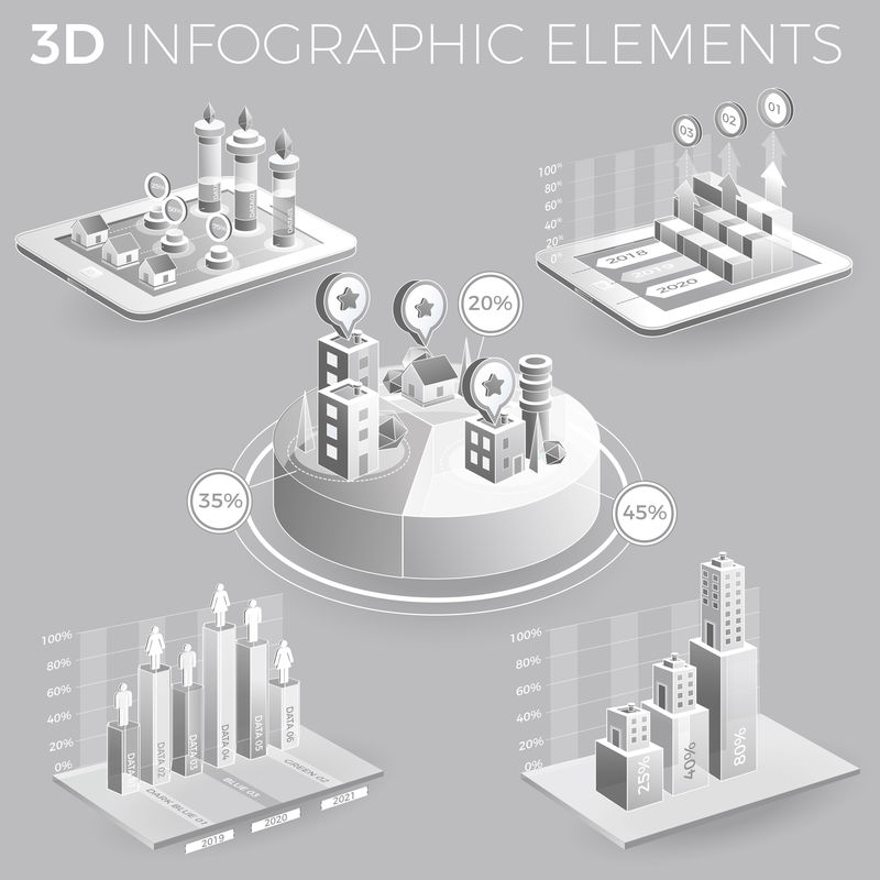 灰色和白色的公司信息图表元素