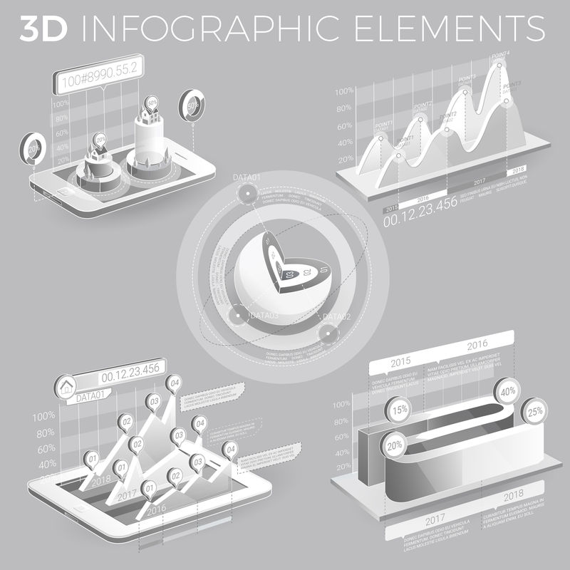 灰色和白色的公司信息图表元素